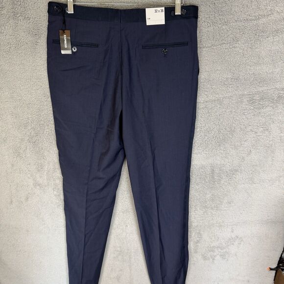 Express Pants Mens 32x34 Blue Slim Performance Stretch Wool Blend Tuxedo - Picture 7 of 12